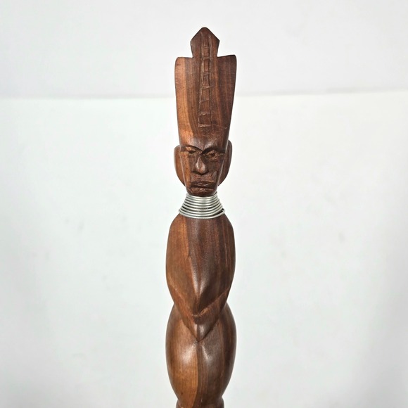 Hand Carved Kenyan Wooden Letter Opener Tribal Art Decor African Coil Necklace - Picture 1 of 10